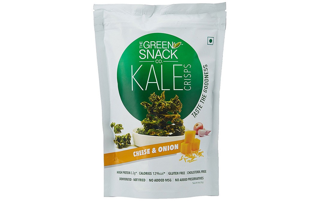 The Green Snack Co Kale Crisps Cheese & Onion   Pack  30 grams